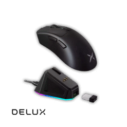 Mouse Delux M900PRO 8k Sem Fio com Base de Carregamento